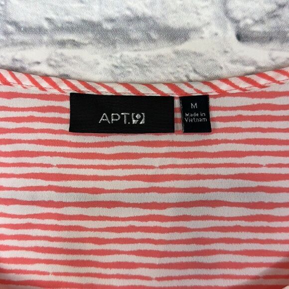 Apt. 9 Coral and White Striped Blouse Size Medium - Picture 3 of 5